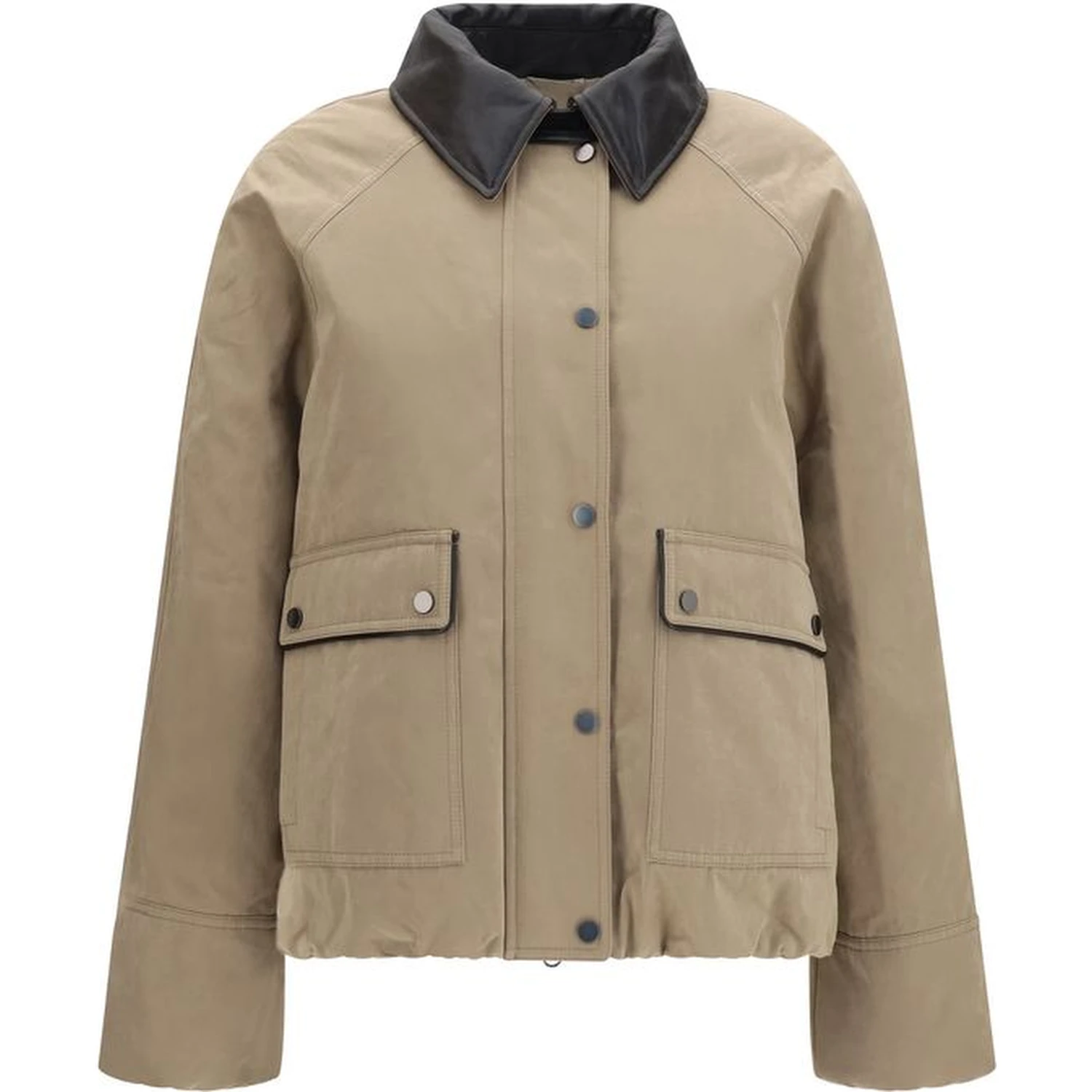 Beige Cotton Leather Jacket