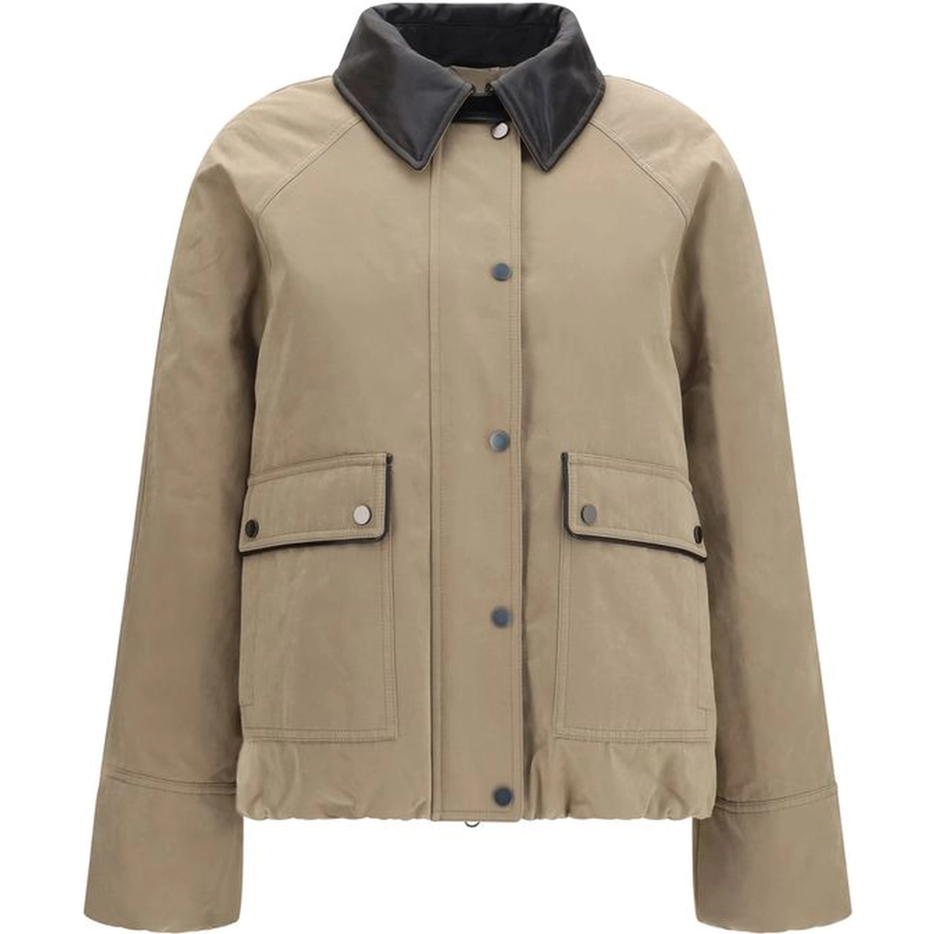 Beige Cotton Leather Jacket