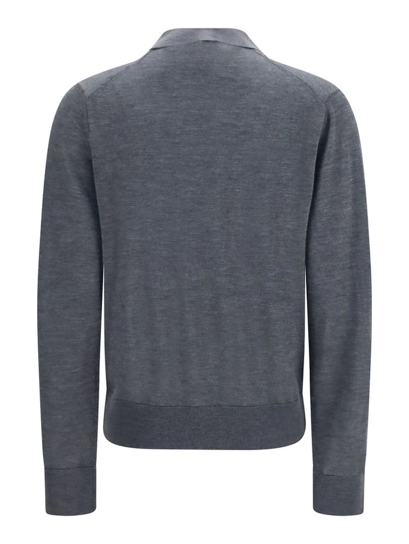 Gray Cashmere Polo Shirt