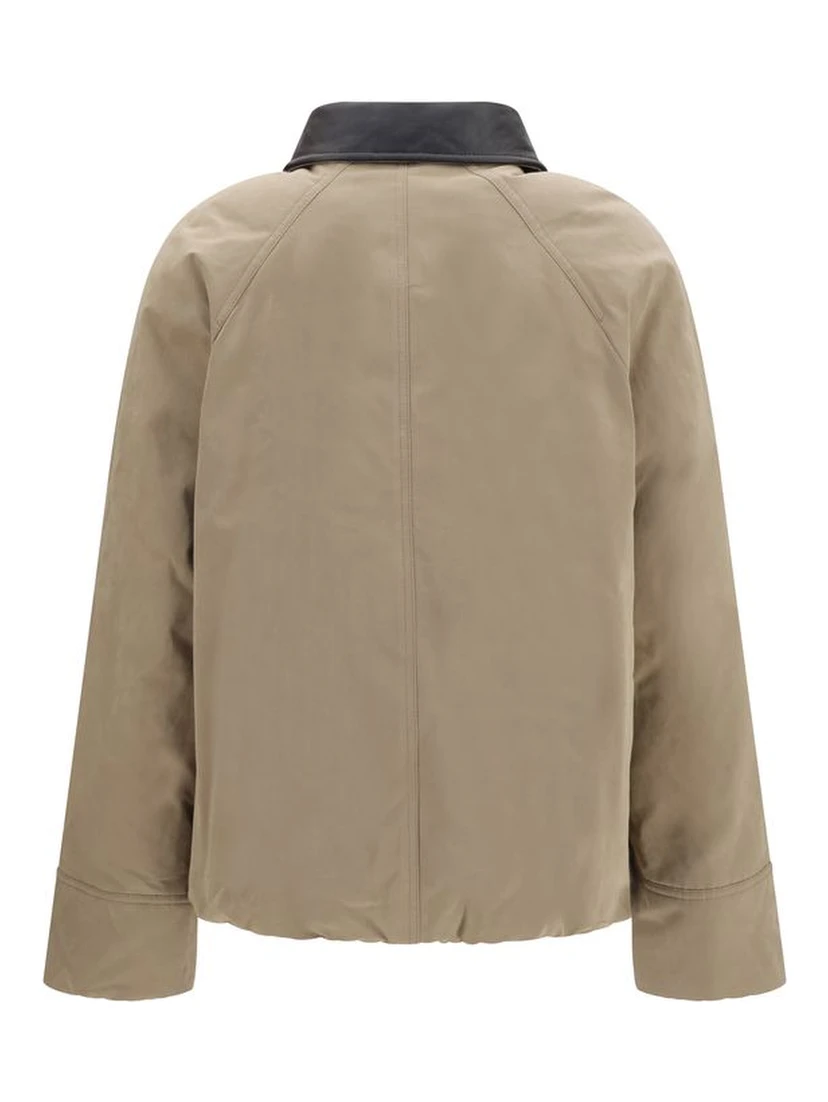 Beige Cotton Leather Jacket
