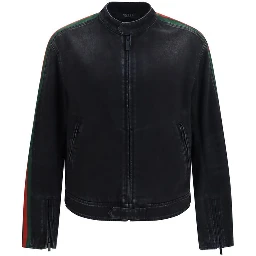 Black Cotton Biker Jacket