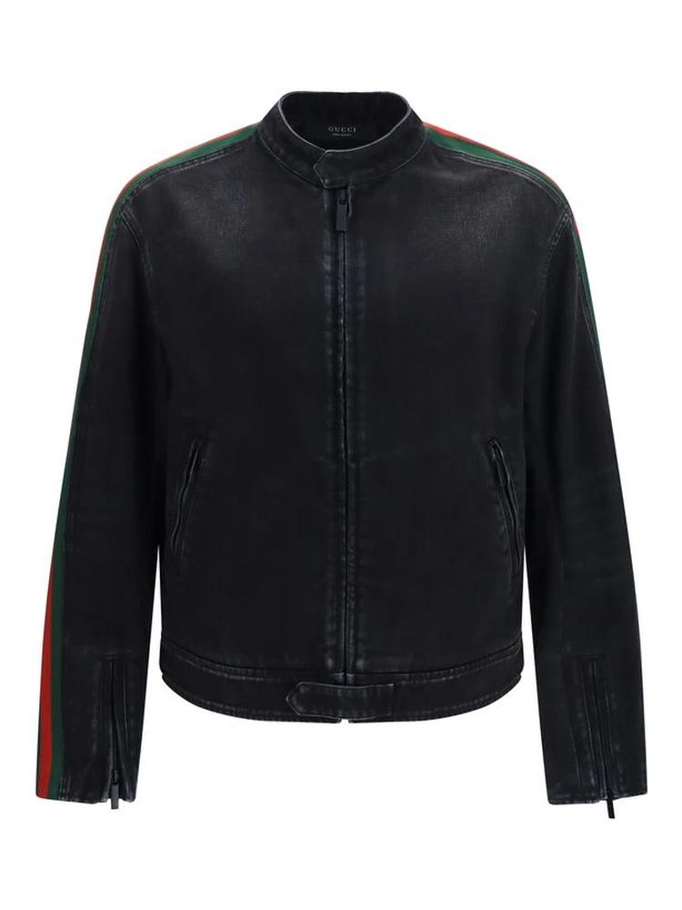Black Cotton Biker Jacket