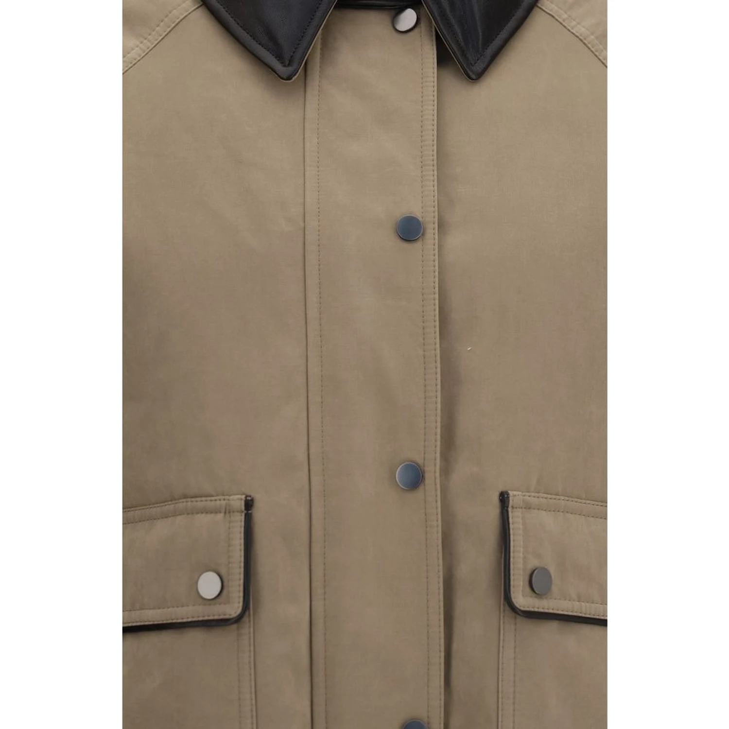 Beige Cotton Leather Jacket