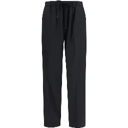 Black Polyester Casual Pants