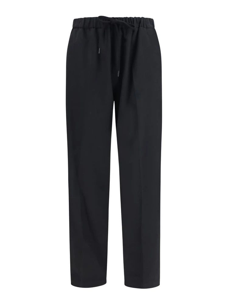 Black Polyester Casual Pants