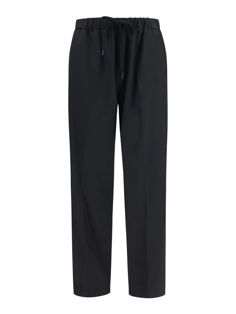 Black Polyester Casual Pants