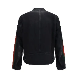 Black Cotton Biker Jacket