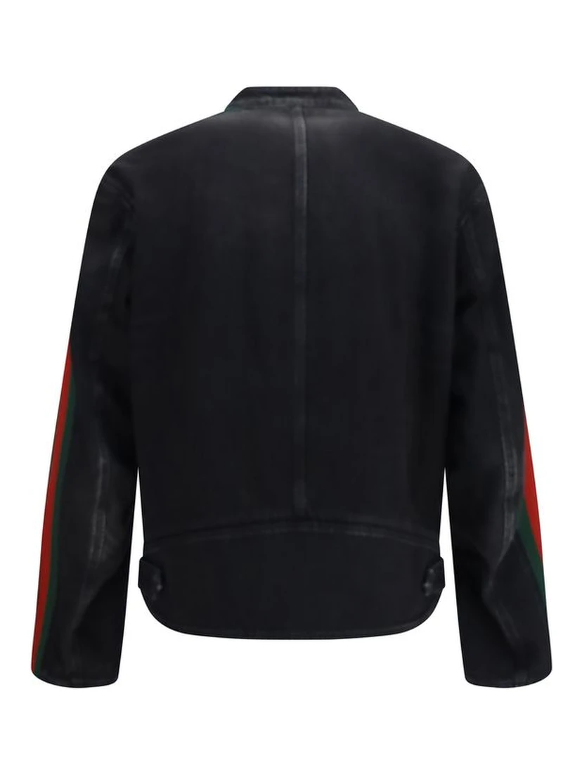 Black Cotton Biker Jacket