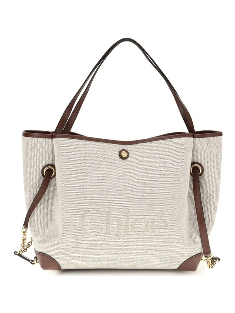 Beige Cotton Shoulder Bag