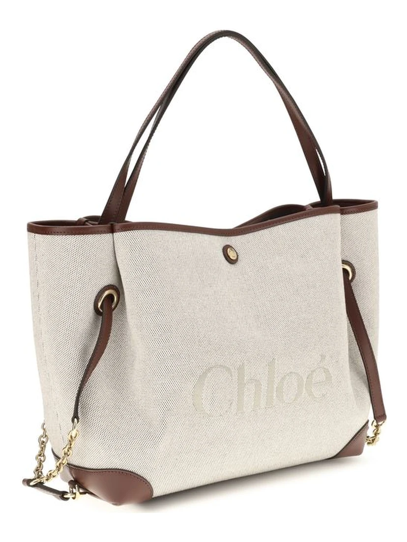 Beige Cotton Shoulder Bag