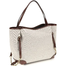 Beige Cotton Shoulder Bag