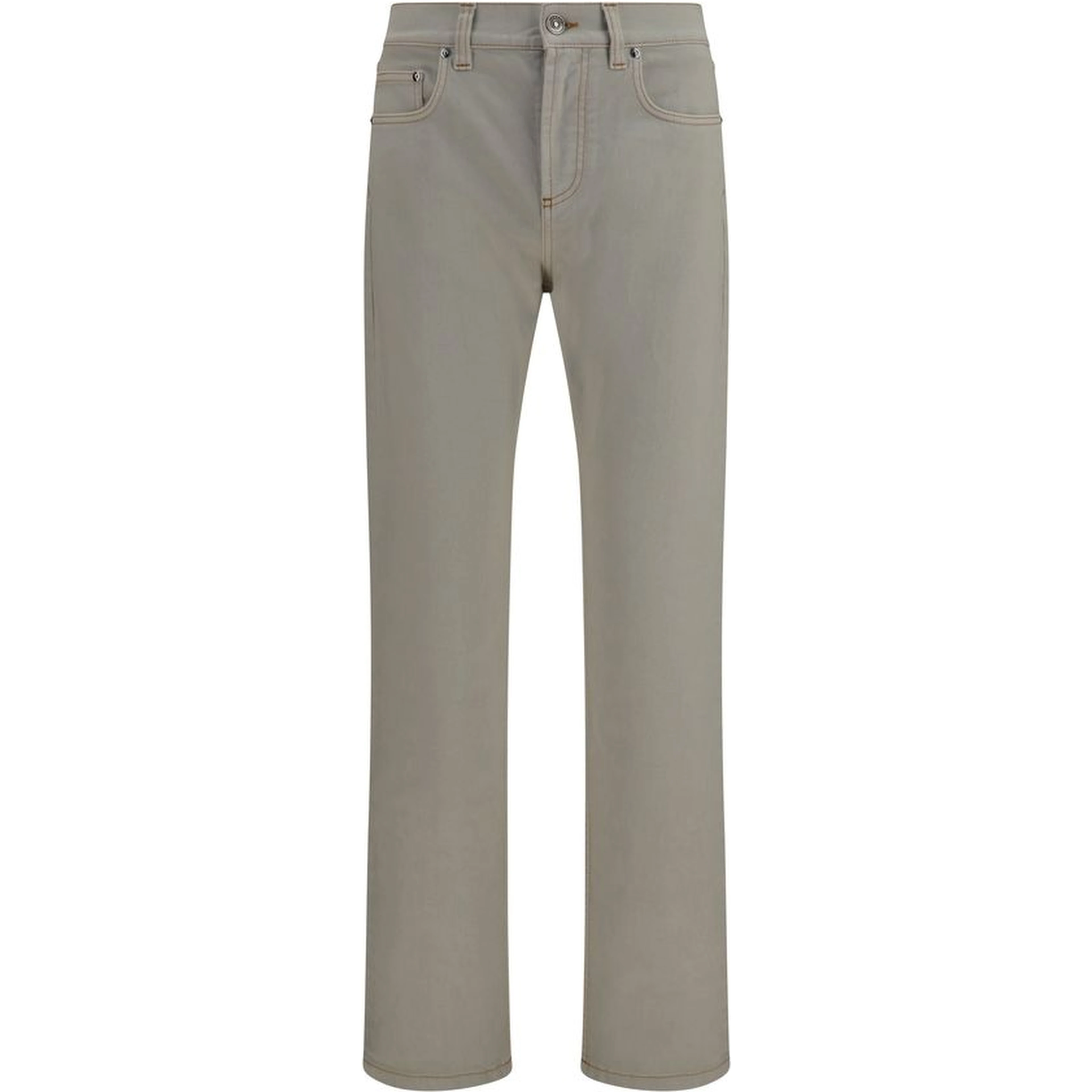 Beige Cotton Tapered Jeans