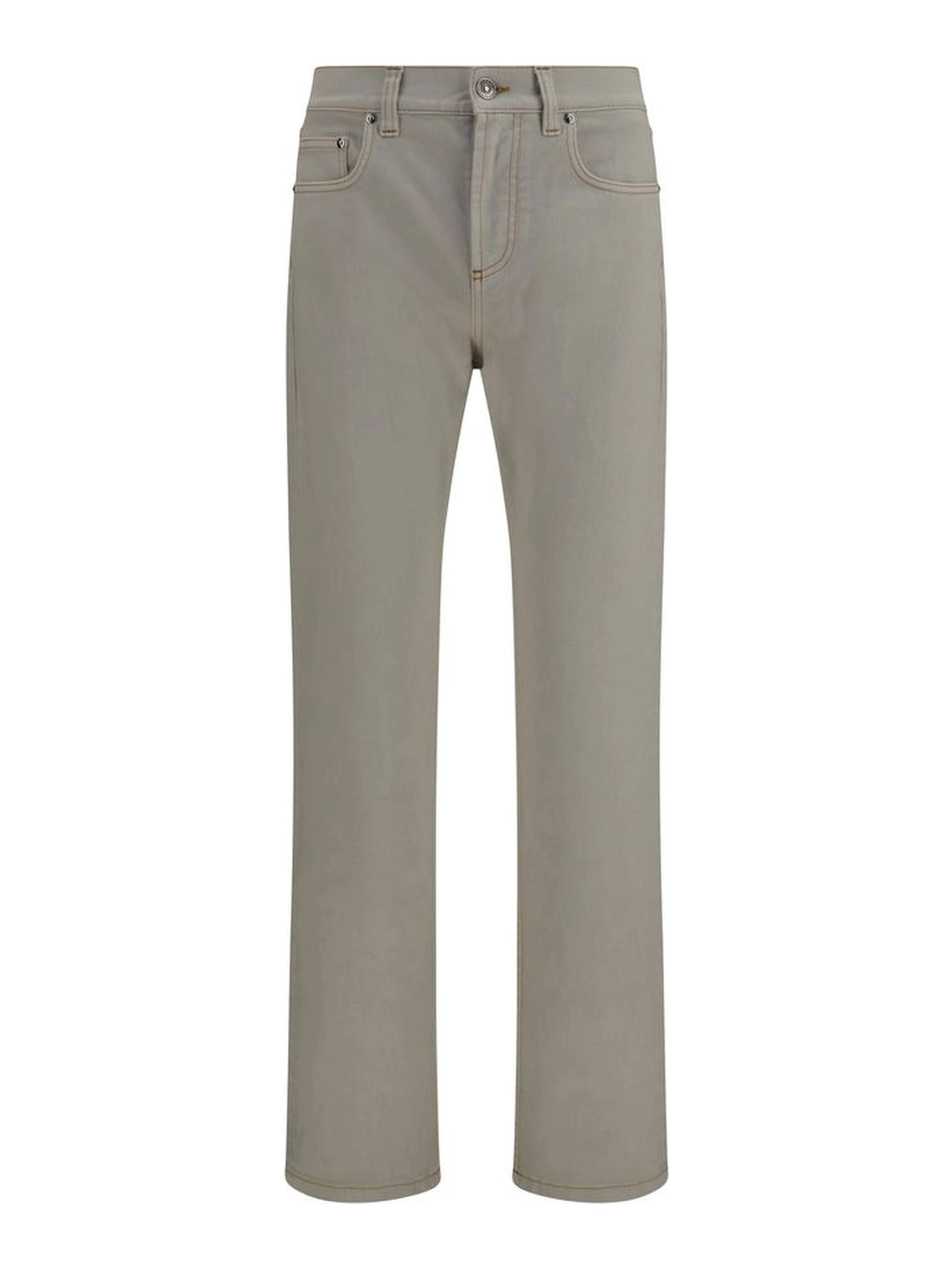 Beige Cotton Tapered Jeans
