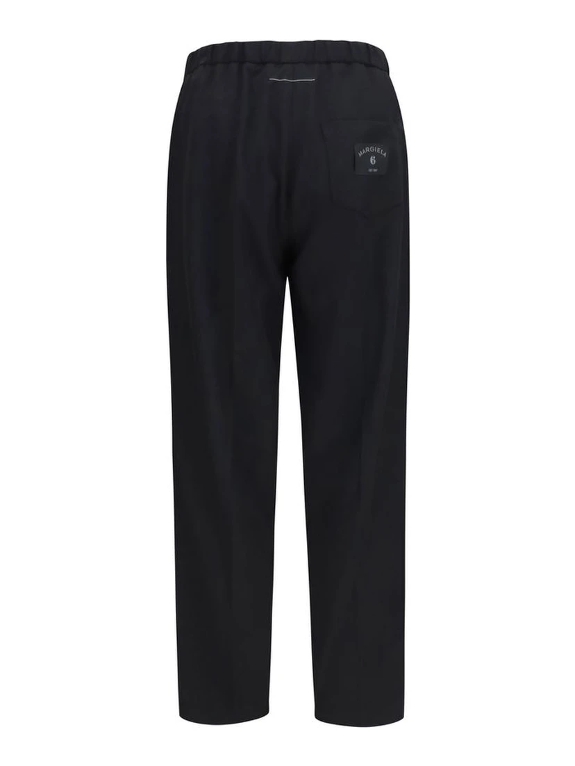 Black Polyester Casual Pants