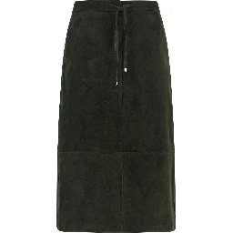 Bicolor Lamb Leather Midi Skirt