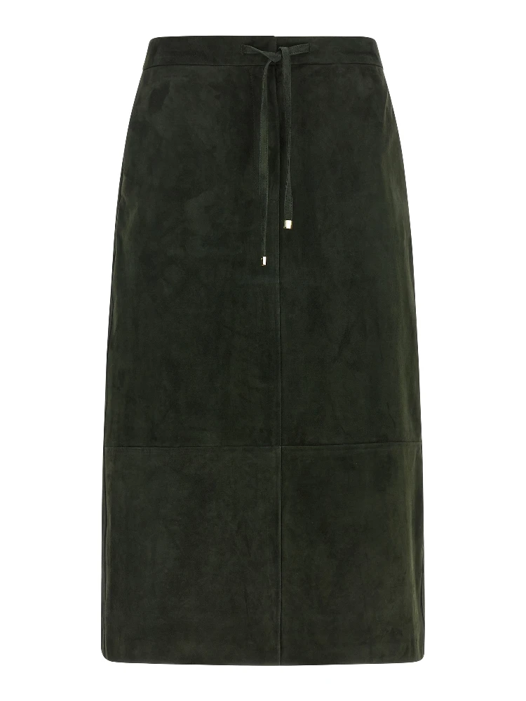 Bicolor Lamb Leather Midi Skirt