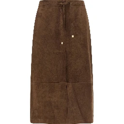Gold Lamb Leather Midi Skirt