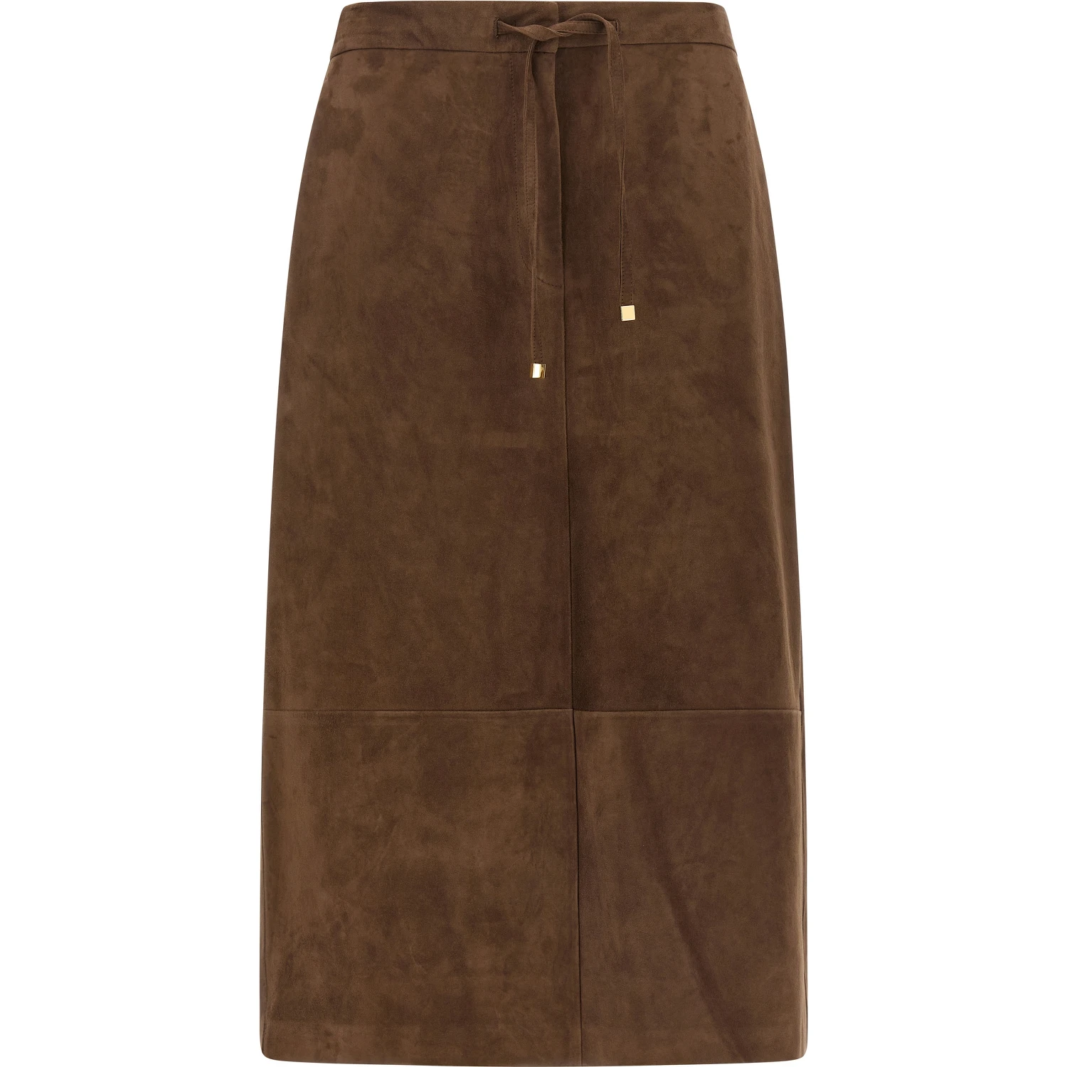 Gold Lamb Leather Midi Skirt