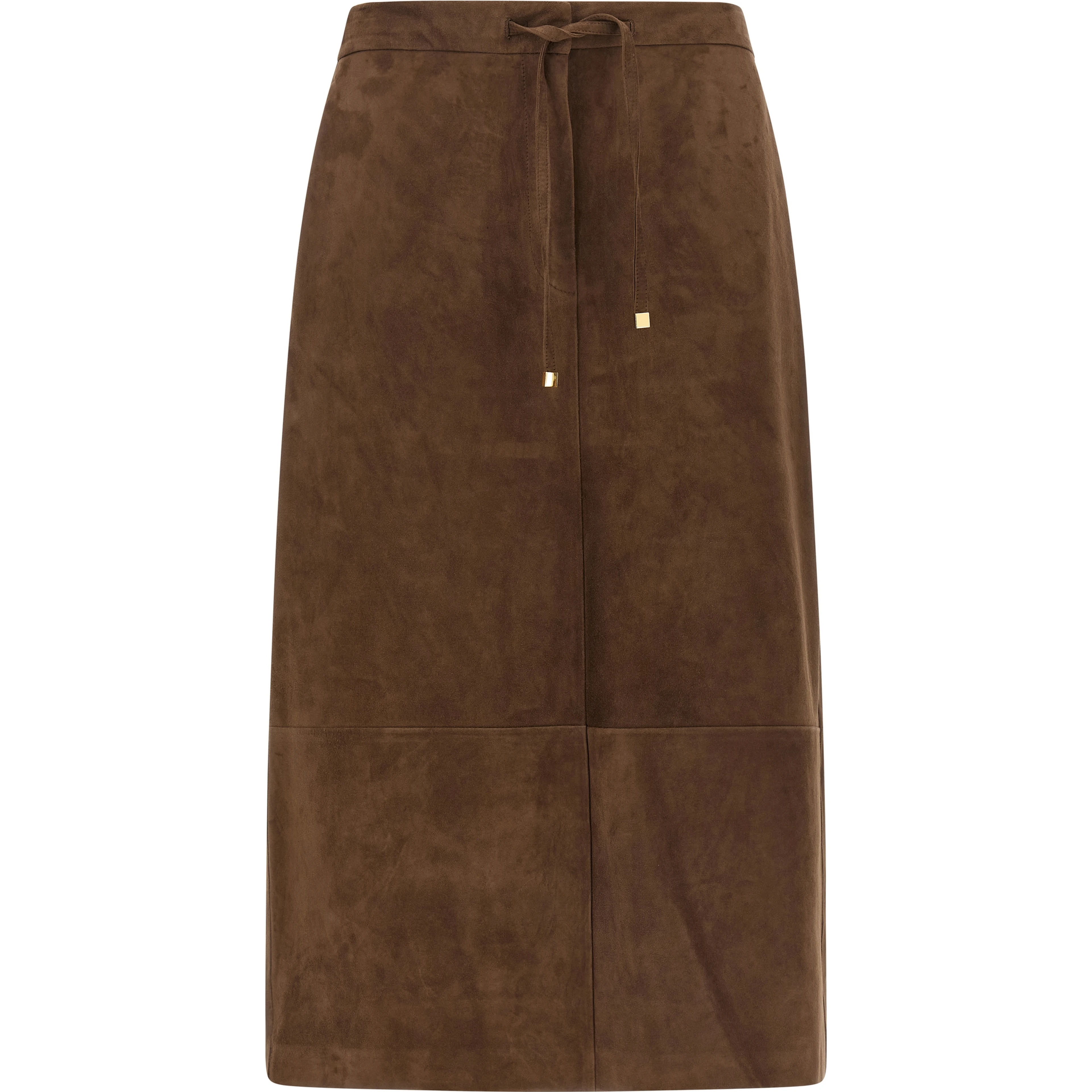 Gold Lamb Leather Midi Skirt