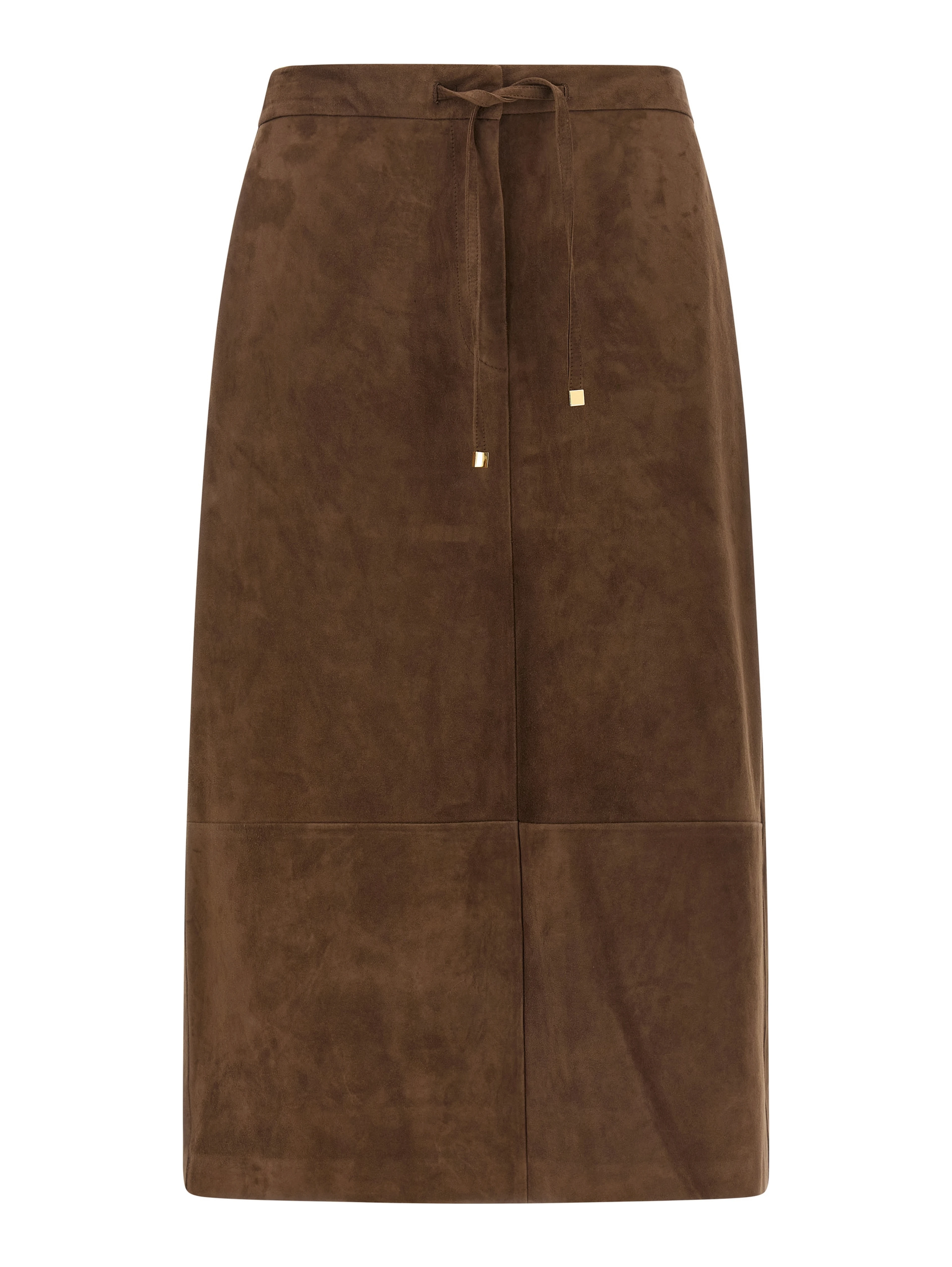 Gold Lamb Leather Midi Skirt