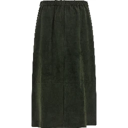 Bicolor Lamb Leather Midi Skirt