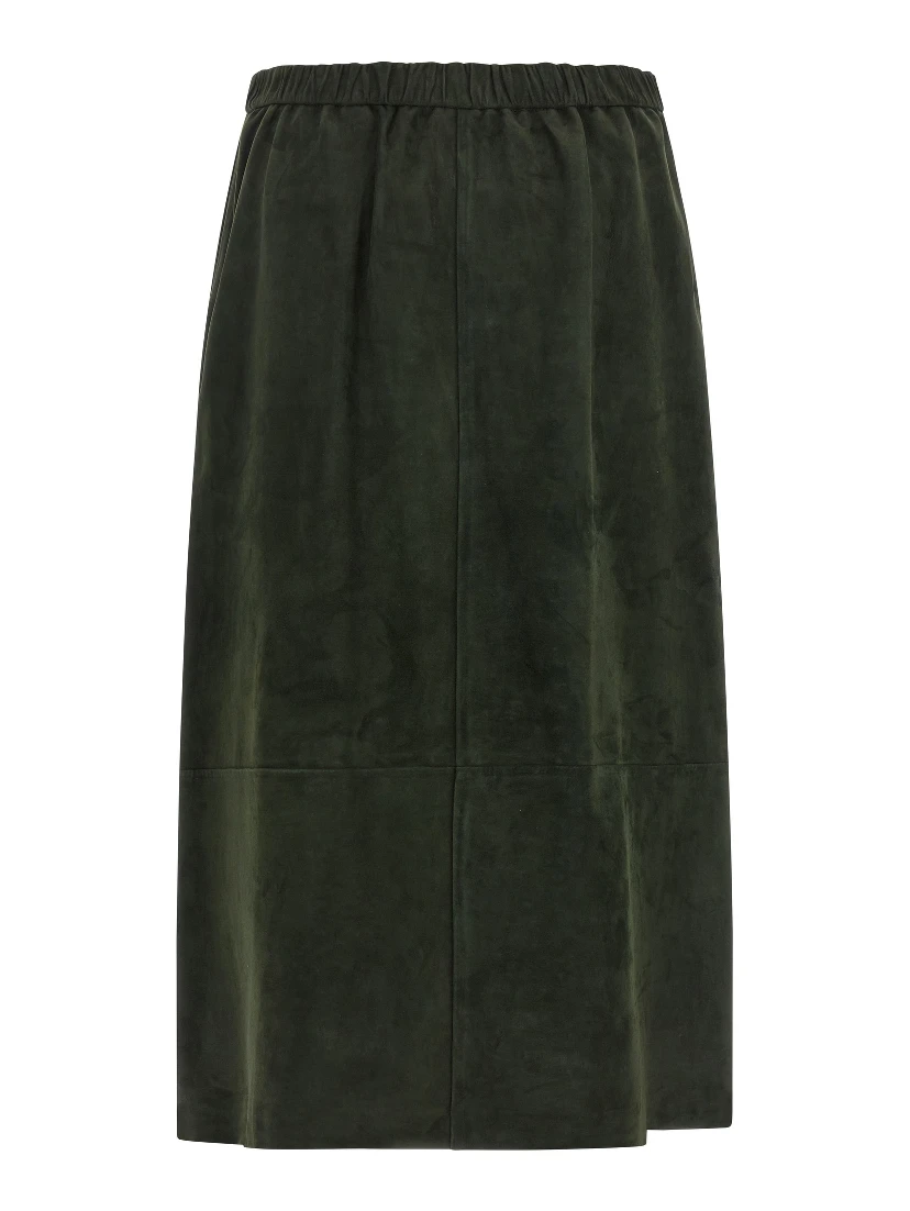 Bicolor Lamb Leather Midi Skirt
