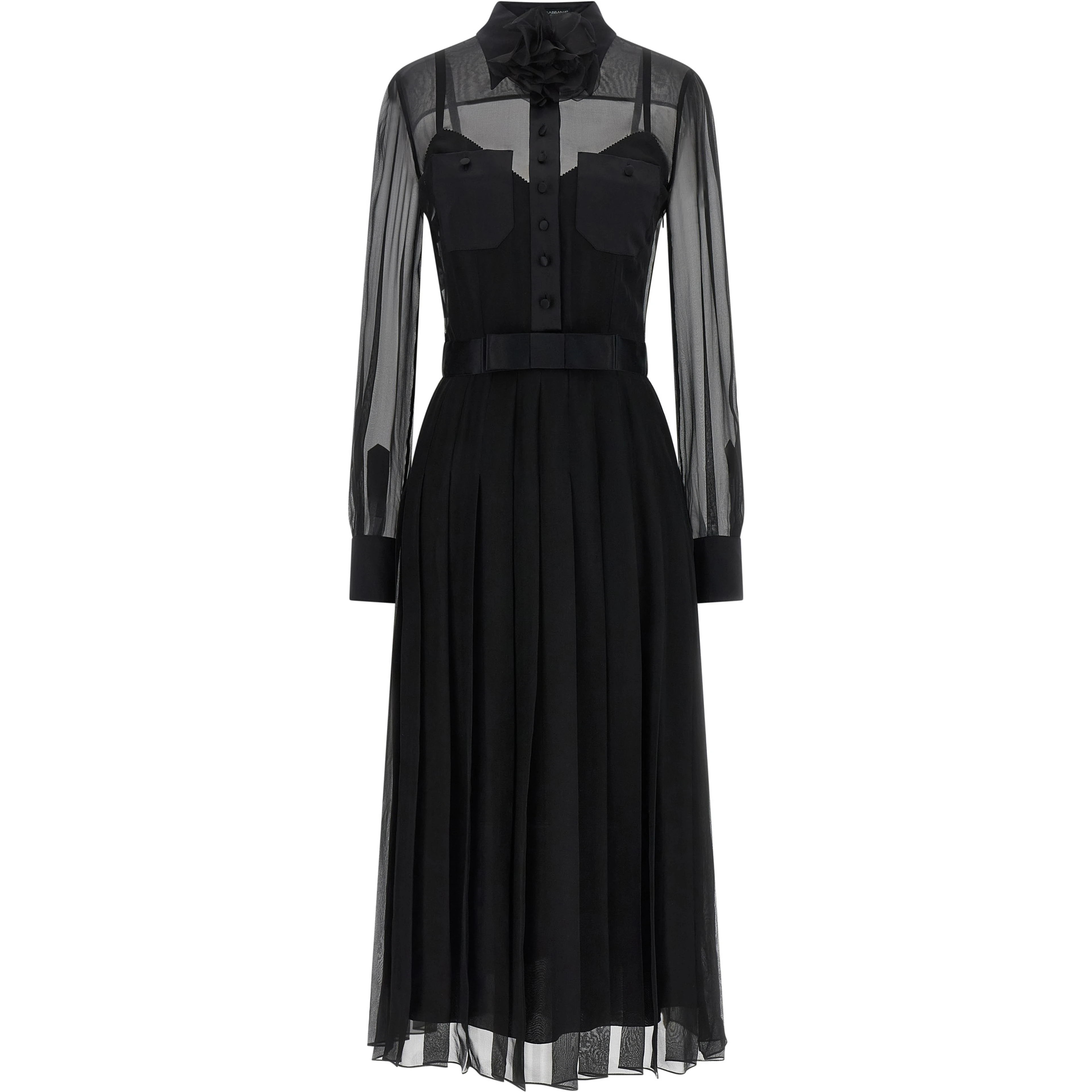 Black Silk Midi Dress