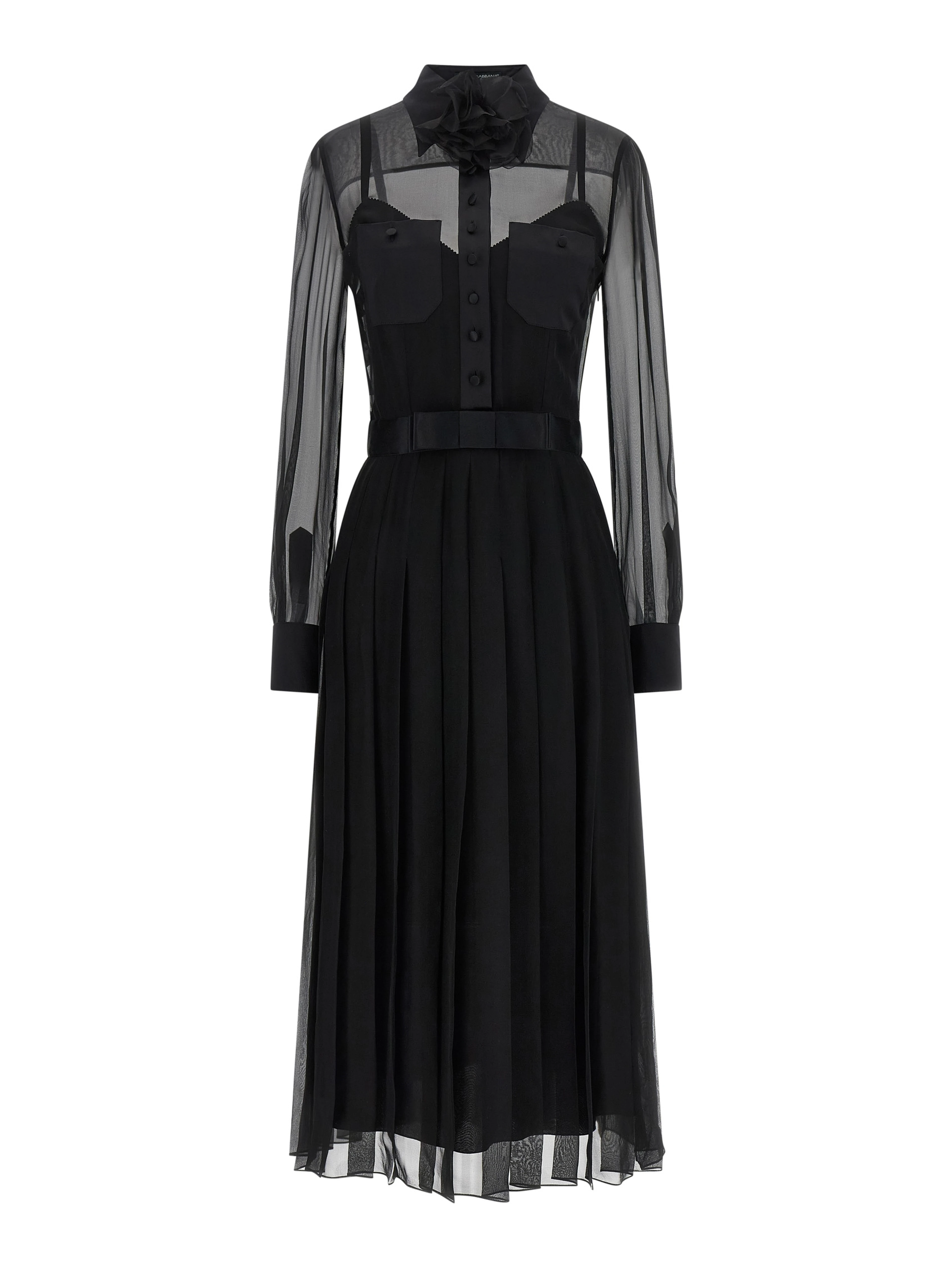 Black Silk Midi Dress