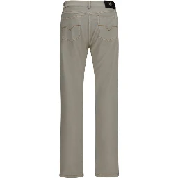 Beige Cotton Tapered Jeans