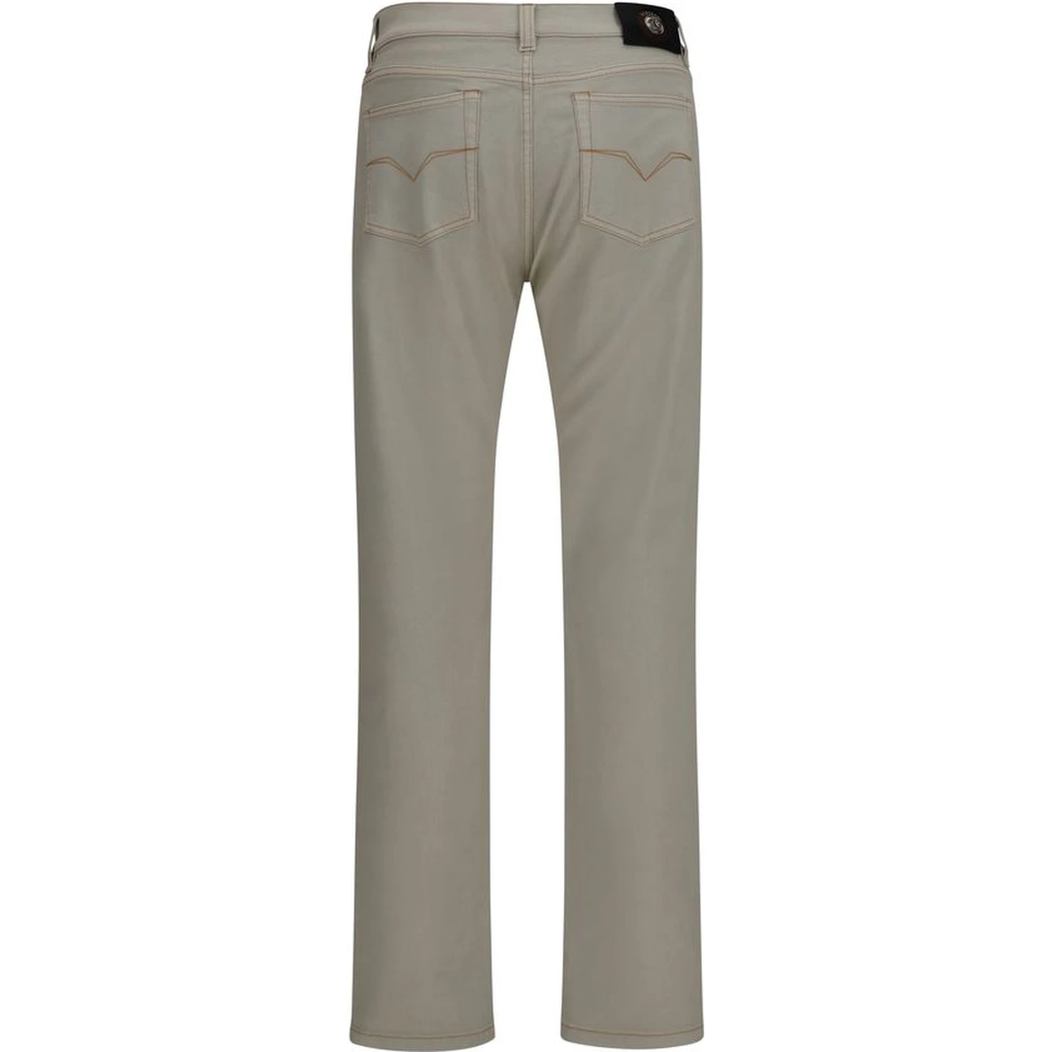 Beige Cotton Tapered Jeans