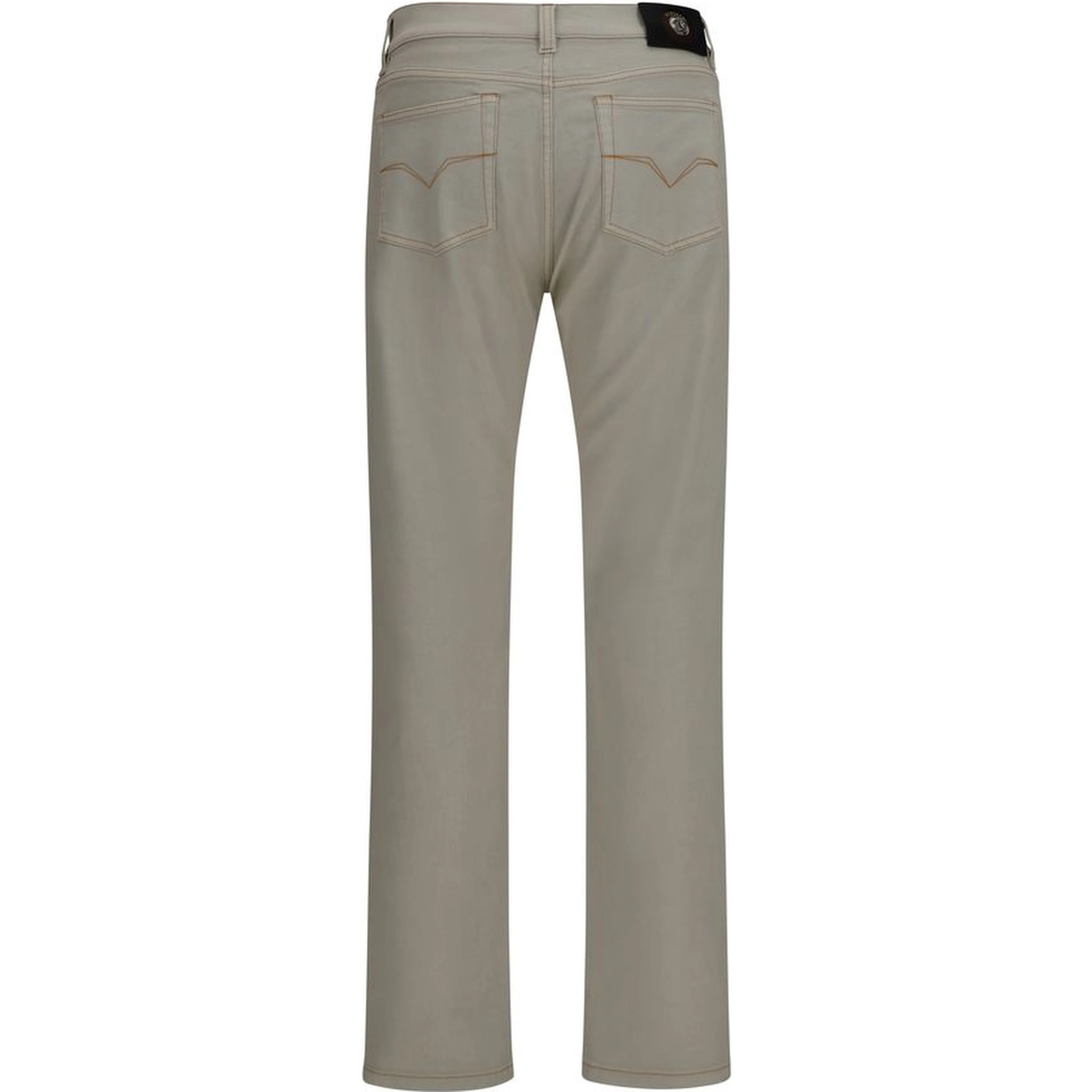 Beige Cotton Tapered Jeans