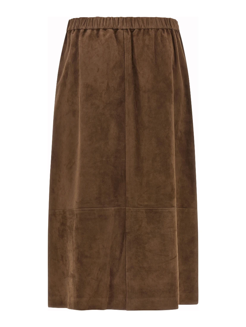 Gold Lamb Leather Midi Skirt