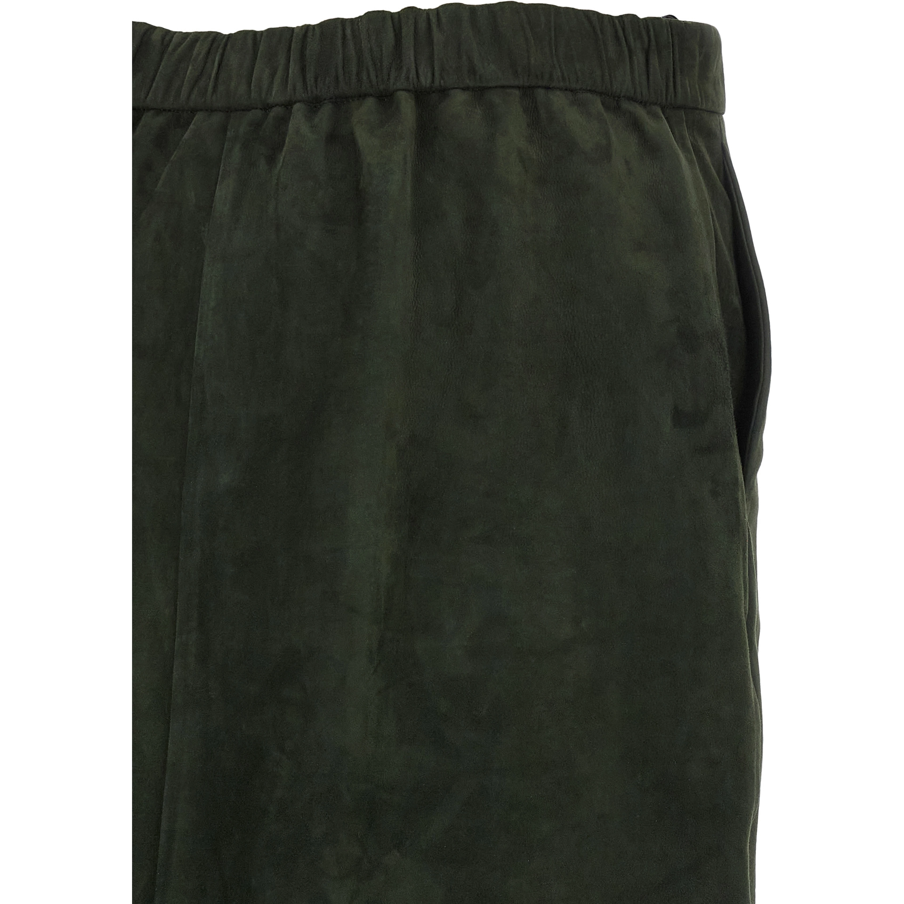 Bicolor Lamb Leather Midi Skirt