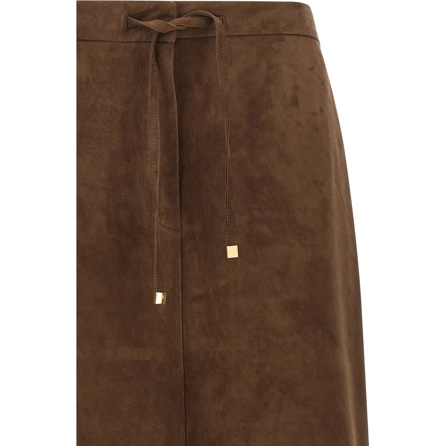 Gold Lamb Leather Midi Skirt