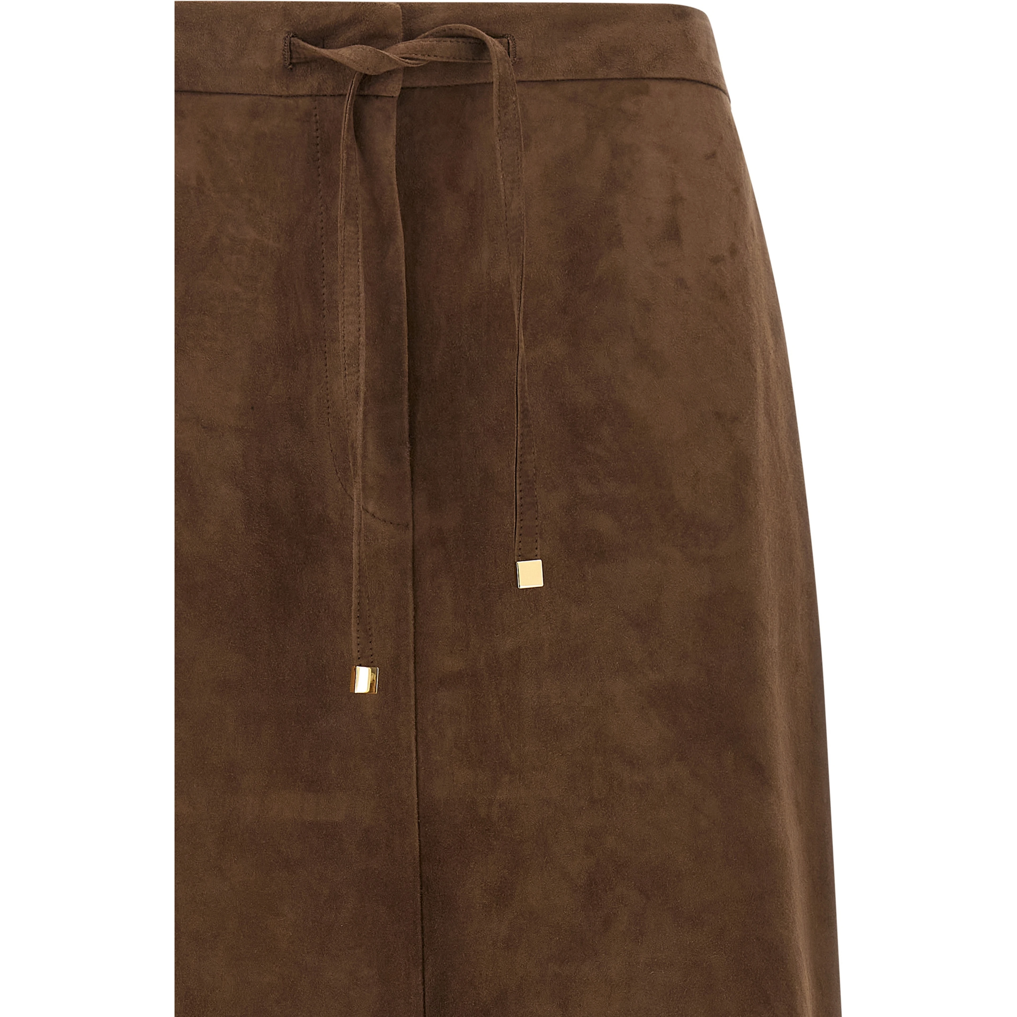 Gold Lamb Leather Midi Skirt