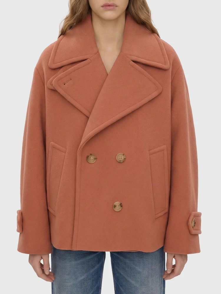 Oversized short wool coat