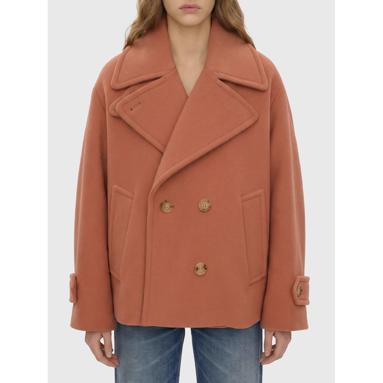 Oversized short wool coat