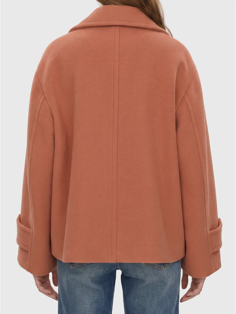Oversized short wool coat