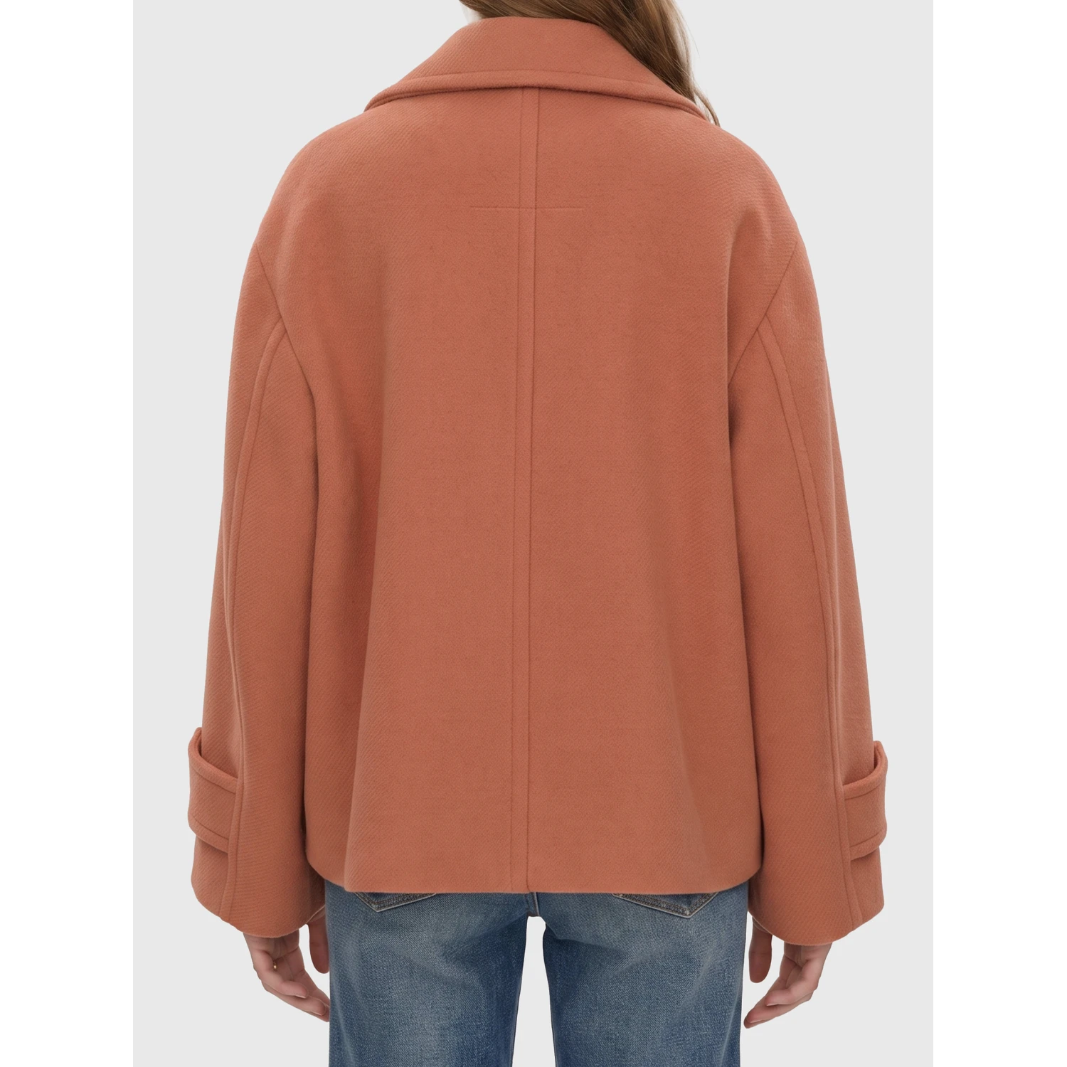Oversized short wool coat