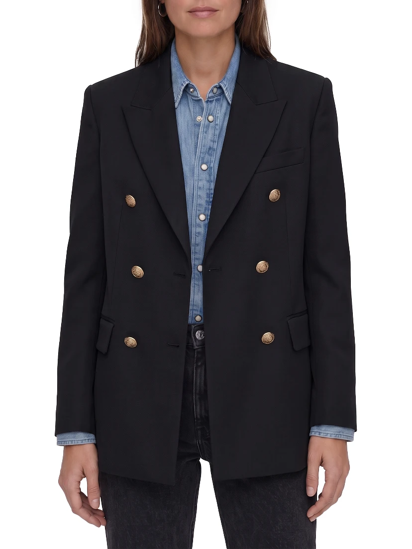 Double-breasted blazer in wool gabardine