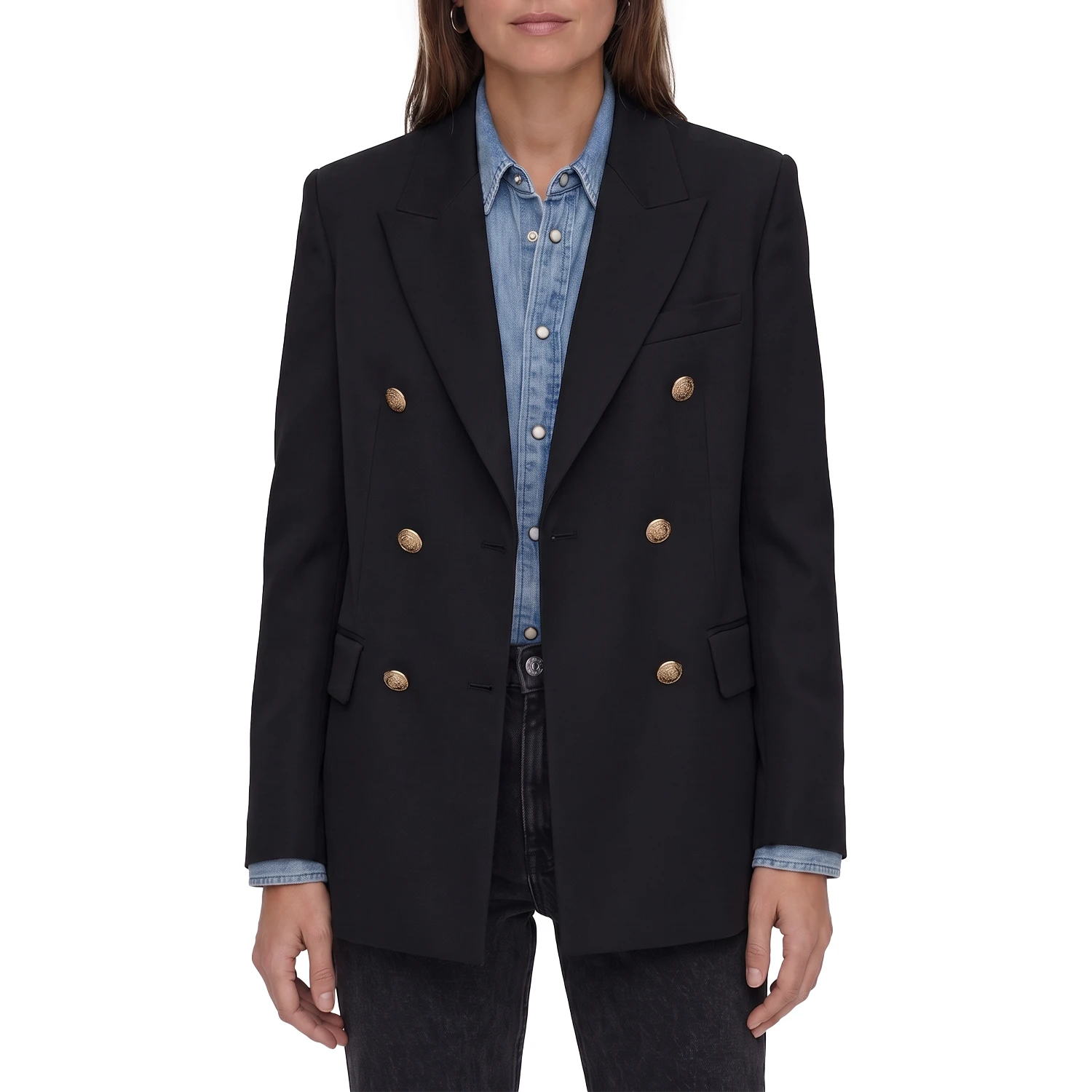 Double-breasted blazer in wool gabardine