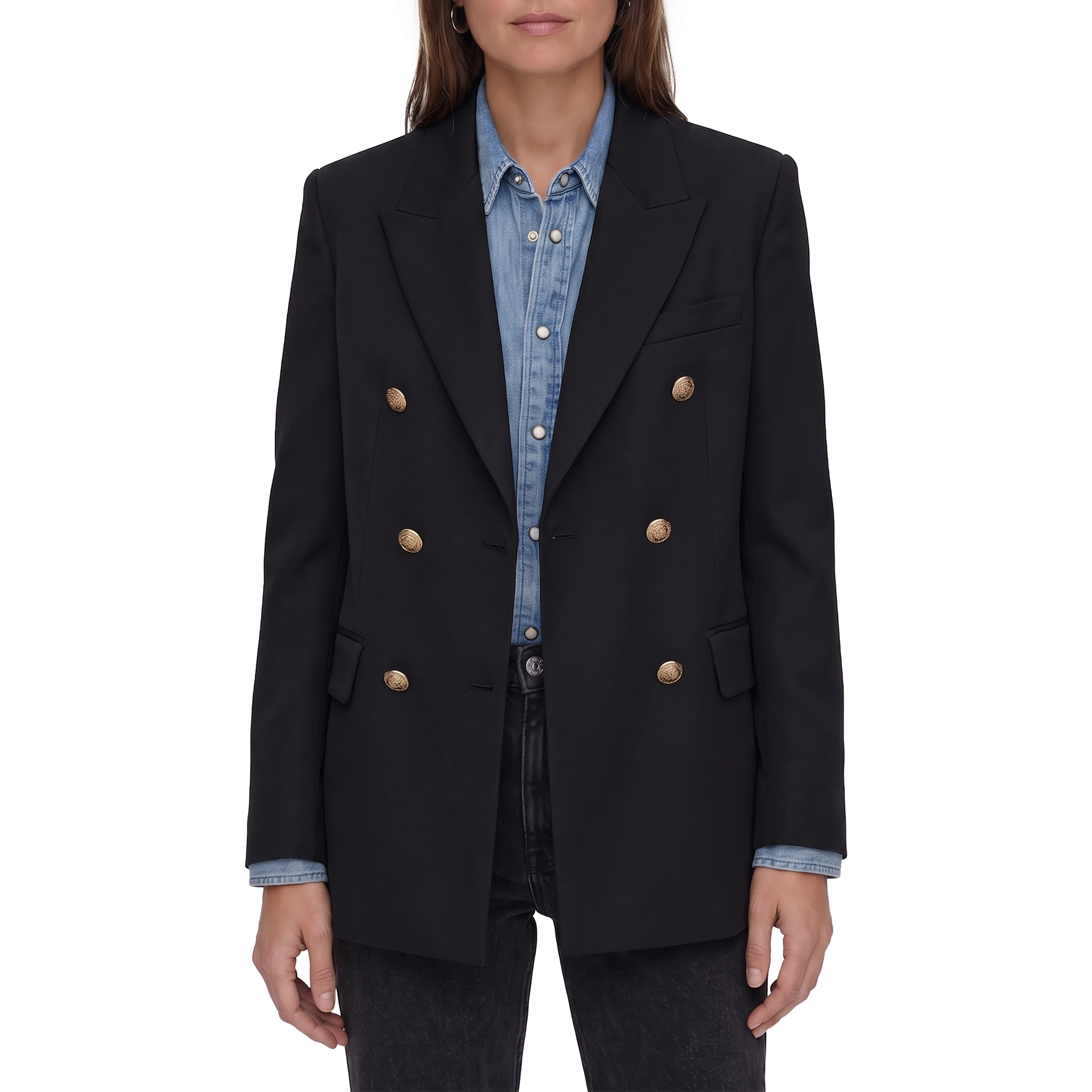 Double-breasted blazer in wool gabardine