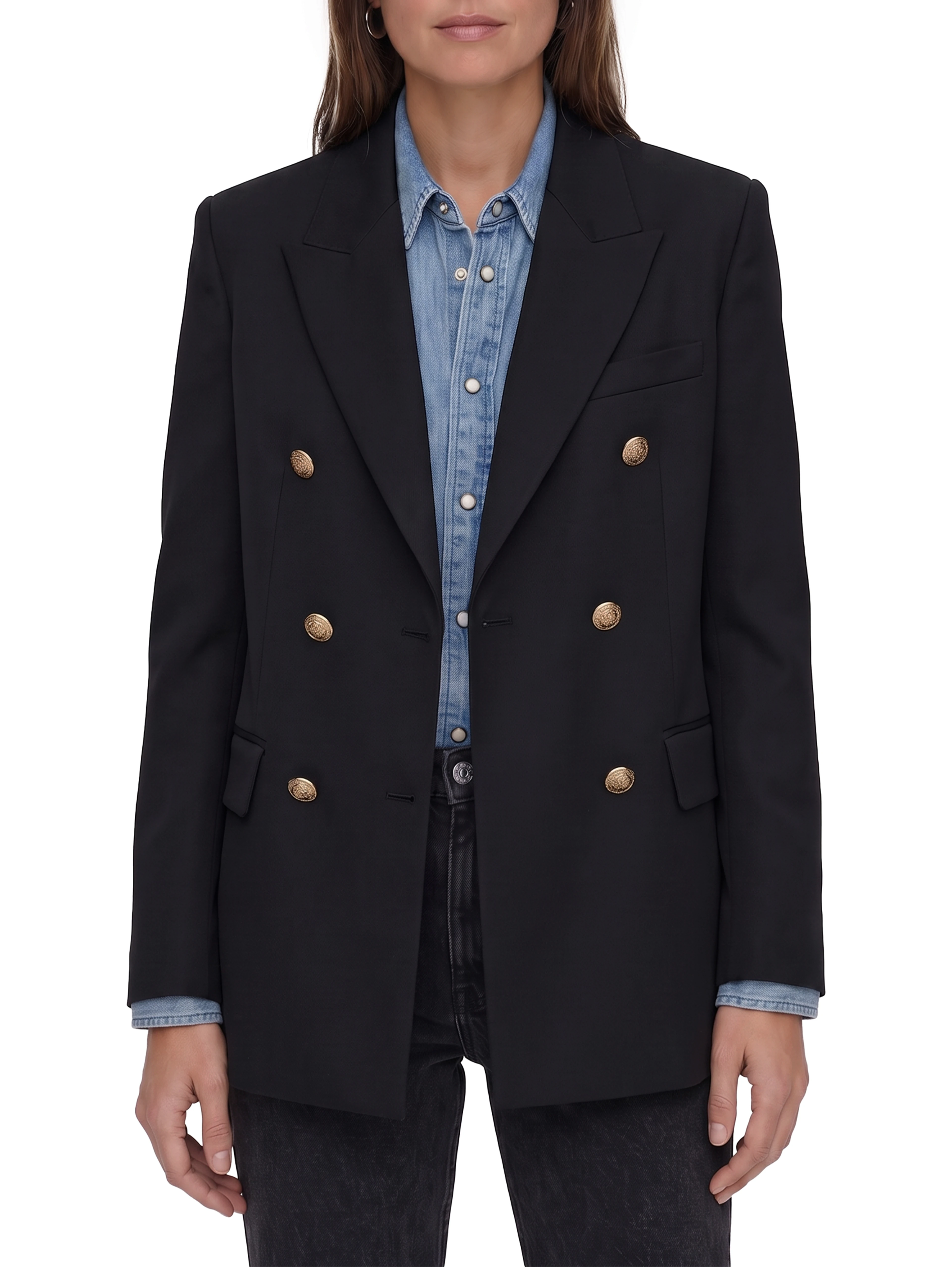 Double-breasted blazer in wool gabardine