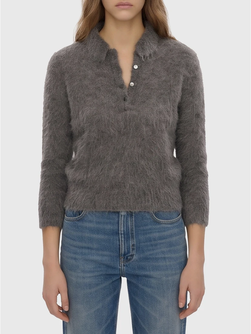 Smoky Grey polo-style pullover