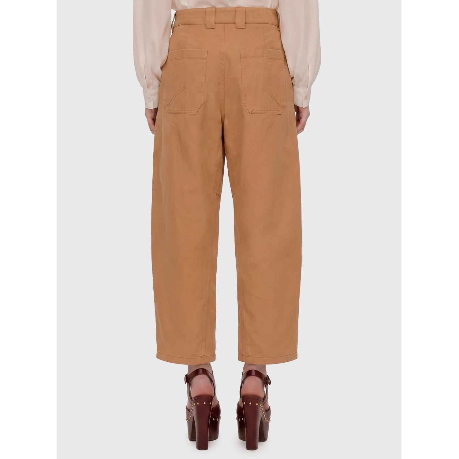 Barrel-leg pants in cotton canvas