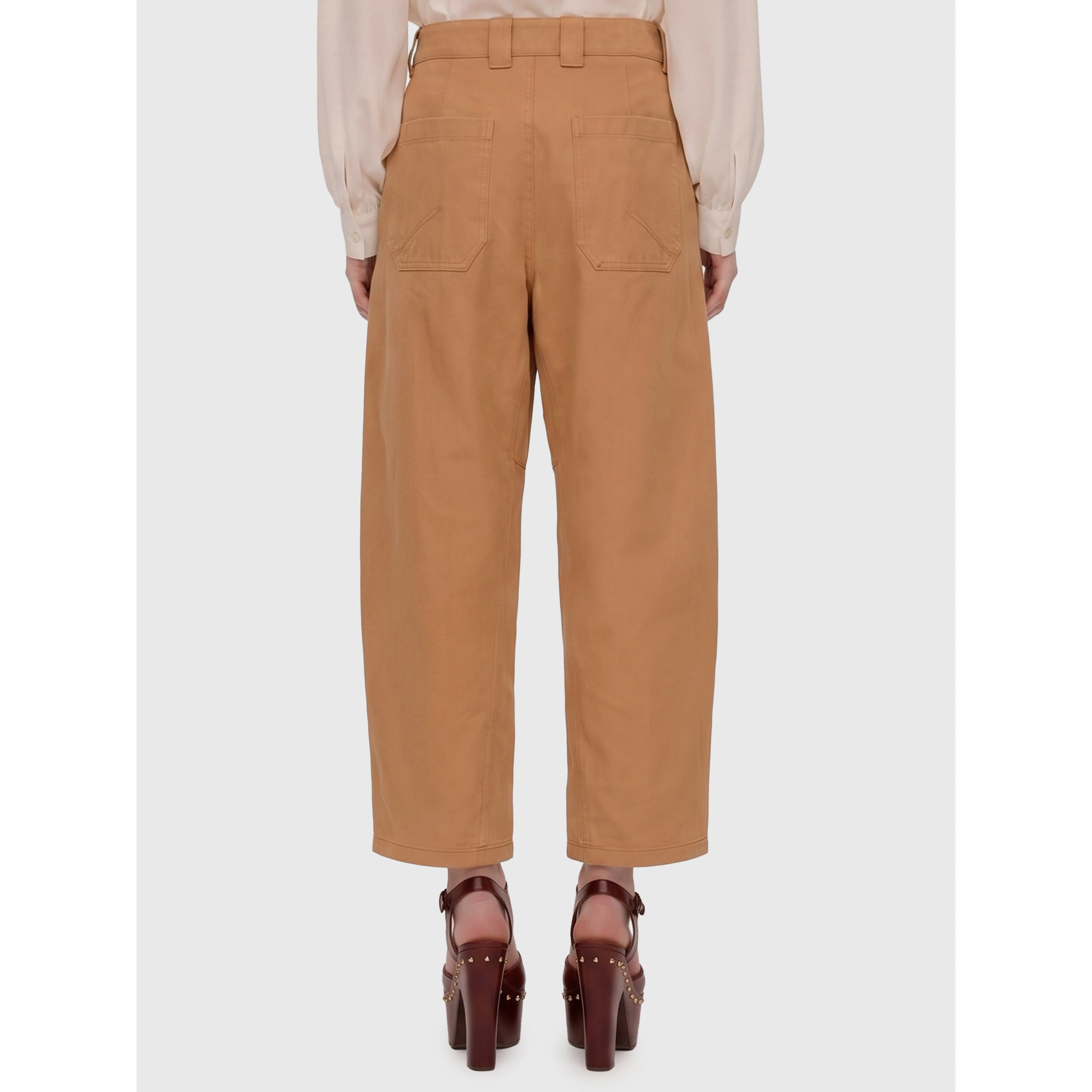 Barrel-leg pants in cotton canvas