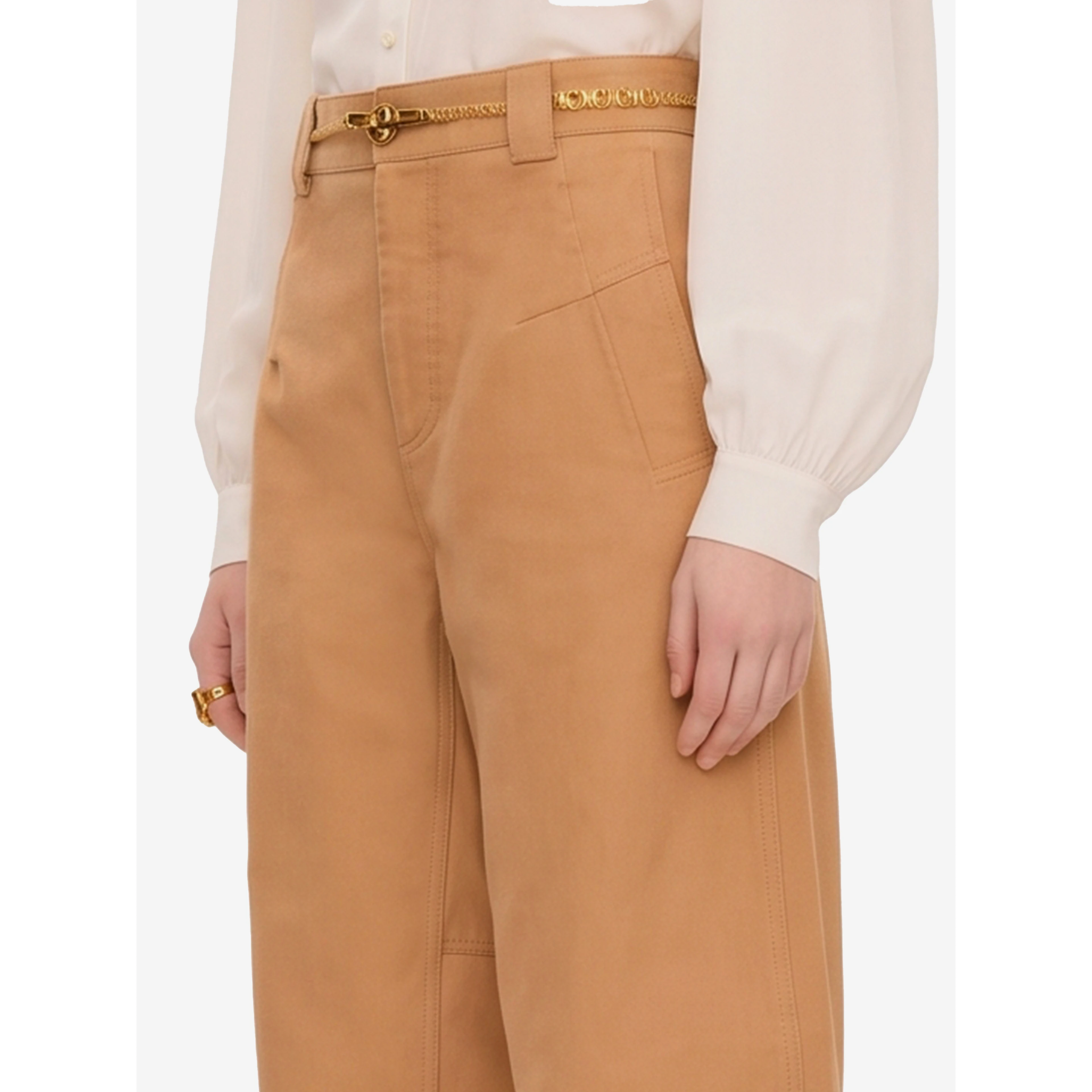 Barrel-leg pants in cotton canvas