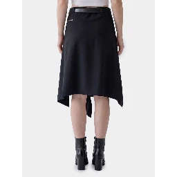 Asymmetric midi skirt with belt
