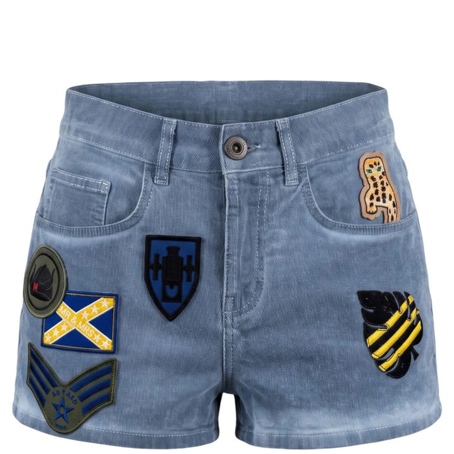 Blue Cotton Women Shorts