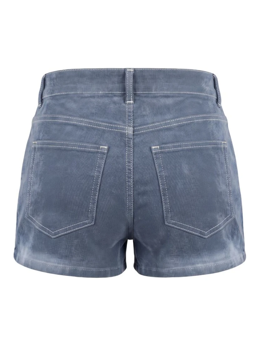 Blue Cotton Women Shorts